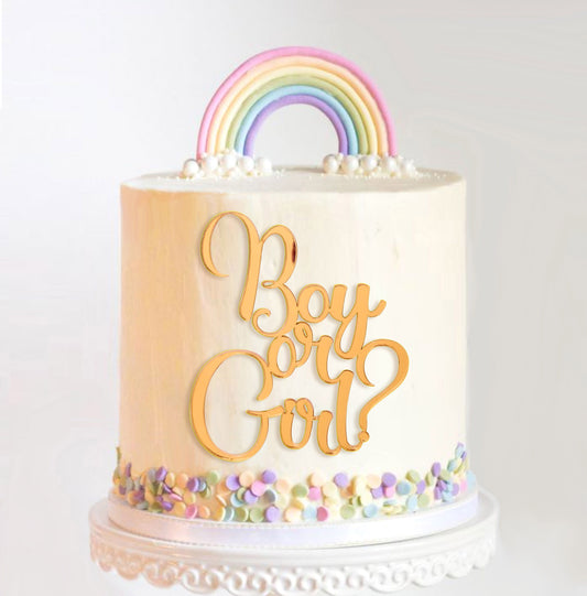 Boy or Girl Cake Charm / Cake Jewel ~ Boy or Girl Acrylic Cake Tag for Baby Shower or Gender Reveal [TLA58cc]